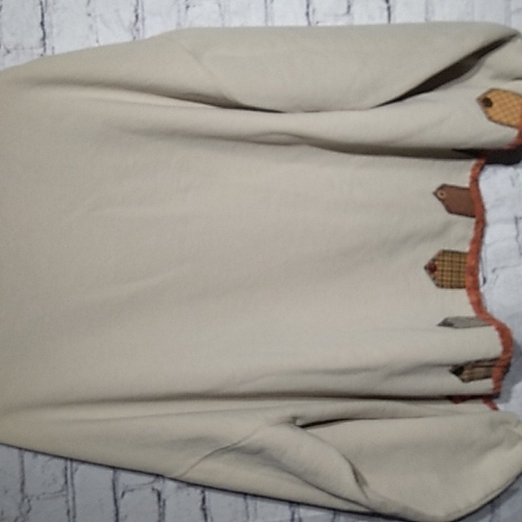 Vintage Jerzees Upcycled Fall Pumpkin Sweatshirt Halloween Embroidered Applique - Picture 3 of 4